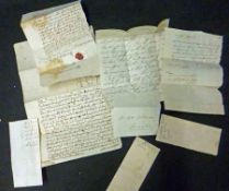 A Packet: small quantity assorted MS correspondence circa 1648-1824 including letters relating to