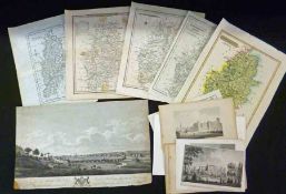 A Packet: seven assorted Nottinghamshire Maps + nine Prints