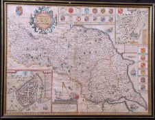J SPEEDE: THE NORTH AND EAST RIDING OF YORKSHIRE, engrd hand col’d map [1611], English text verso,