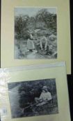 Two P H Emerson mod reproduction monochrome Photographs: “A Garden End” and “The Stickleback