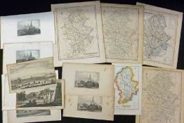 A Packet: five assorted Staffordshire Maps + twelve Prints