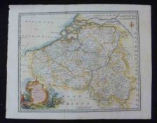 E BOWEN: A NEW CORRECT MAP OF THE NETHERLANDS OR LOW COUNTRIES, engrd hand col’d map, circa 1780,