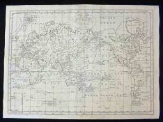 E BOWEN: A NEW COMPLETE CHART WORLD DISPLAYING THE TRACKS OF CAPT COOK …, engrd map circa 1780,