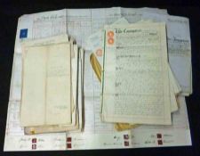 A Packet: assorted vell and other Indentures and Documents circa mid-19th – mid-20th Century,