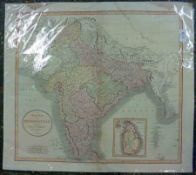 J CARY: A NEW MAP OF HINDOOSTAN, engrd hand col’d map 1806, approx 18 ¼” x 20 ¼” + three other