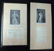 Lily Brayton (1876-1953), Autograph on paper inset into glazed display with associated press cutting