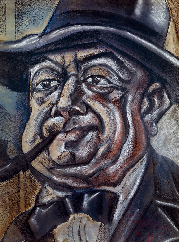 Scheiber Hugó 1873 1950 Self-portrait with a Hat 44x33 cm Mixed technique on paper Signed lower