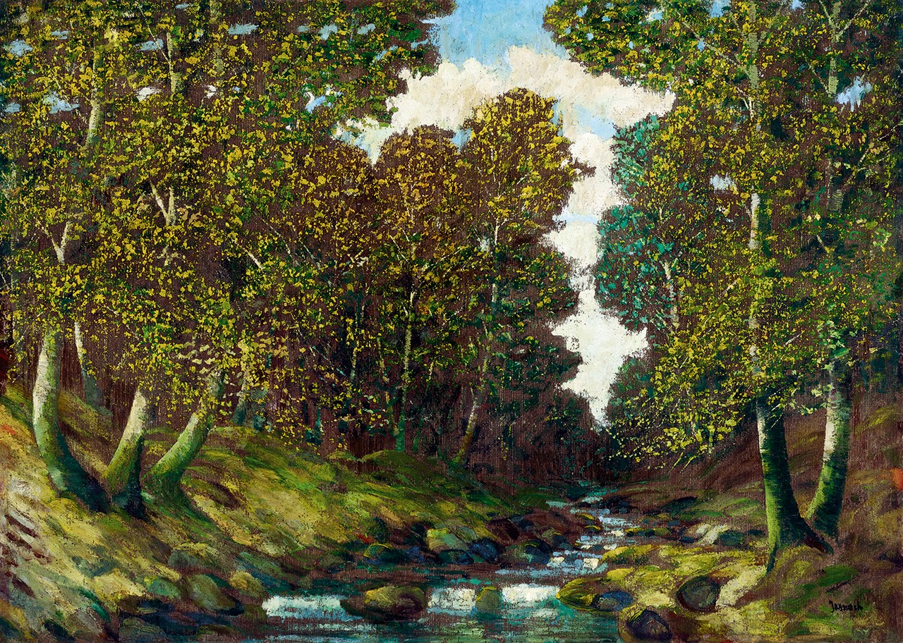 Jasszus Antal 1882 1965 Autumn Forest, c.1930 69,6x96,5 cm Oil on canvas Signed lower left: Jaszush