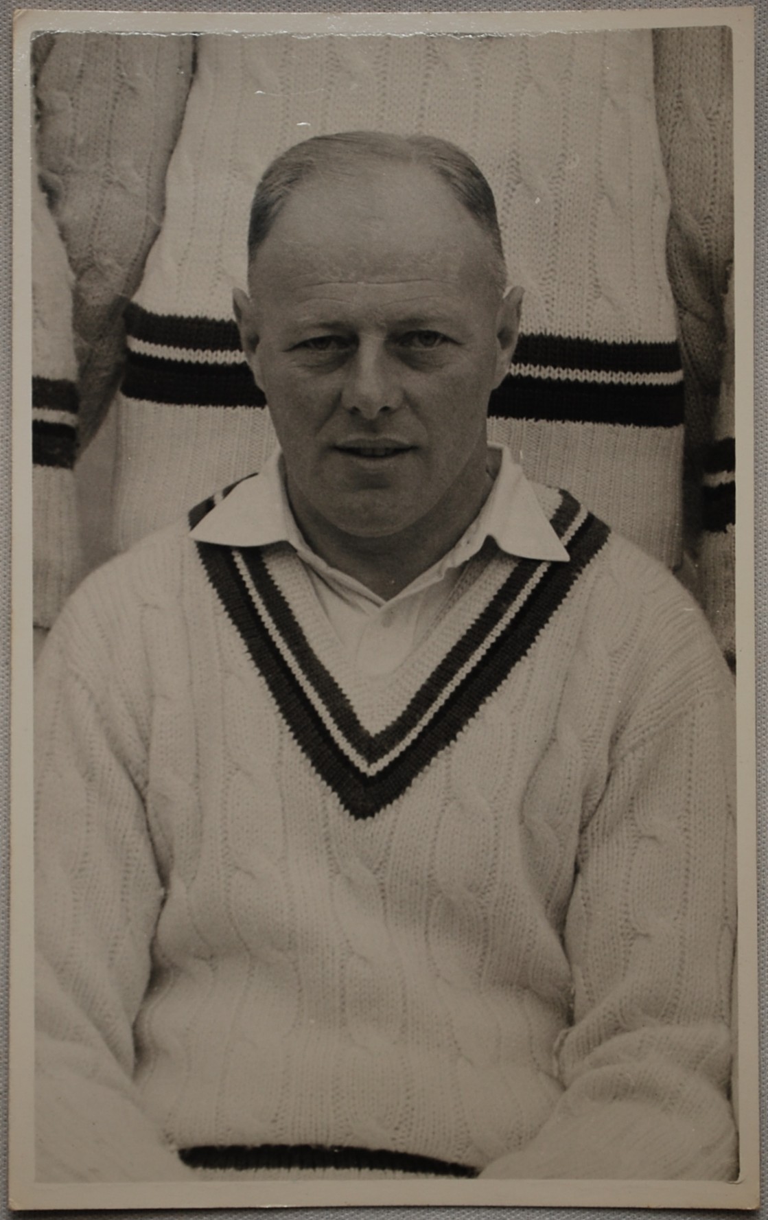 George Dews. Worcestershire 1946-1961. Mono real photograph plain back postcard of Dews, head and