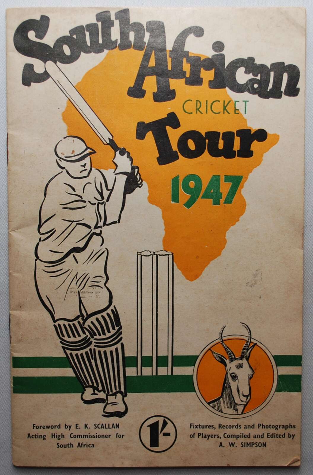 South Africa 1947. Official souvenir brochure for the South African tour of England in 1947.