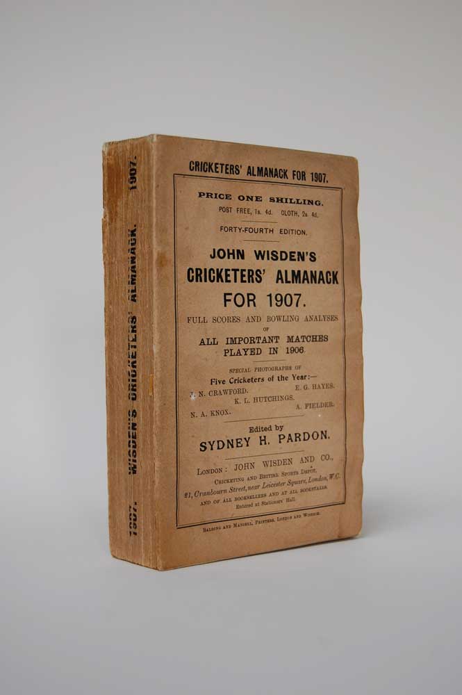 Wisden Cricketers? Almanack 1907. 44th edition. Original wrappers. Repair to top of rear wrapper