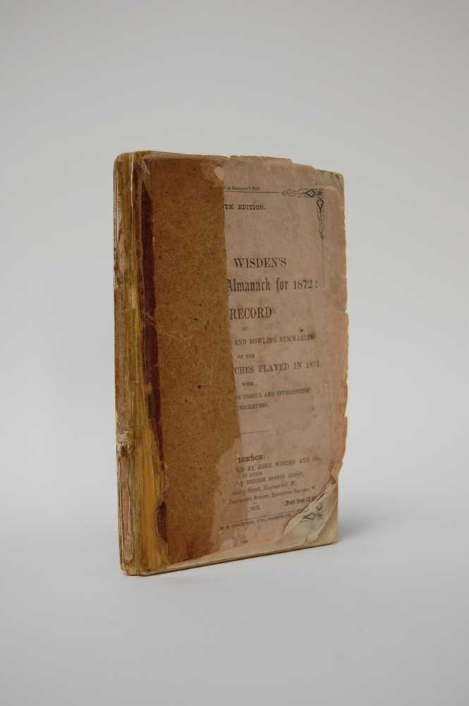 Wisden Cricketers? Almanack 1872. 9th edition. Original front paper wrapper only. Heavy loss to