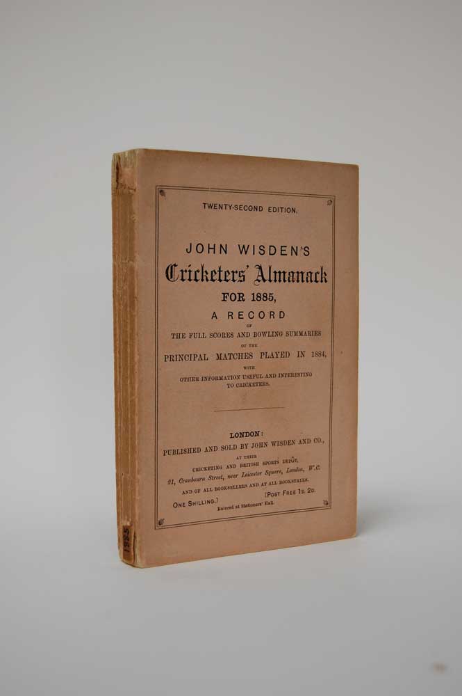 Wisden Cricketers? Almanack 1885. 22nd edition. Original paper wrappers. Minor loss to head and