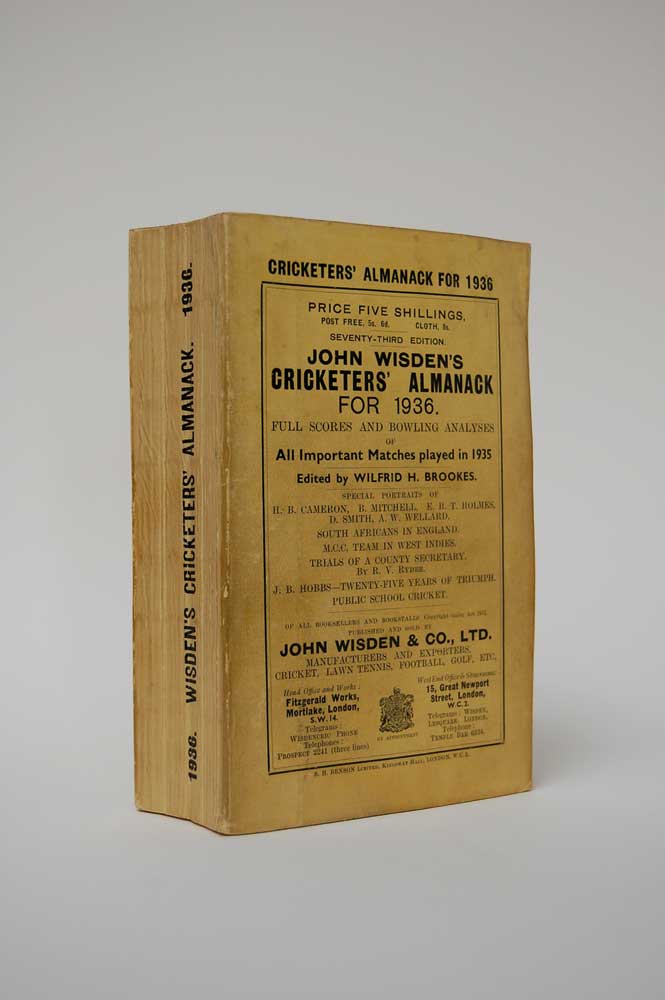 Wisden Cricketers? Almanack 1936. 73rd edition. Original paper wrappers. Minor age toning to