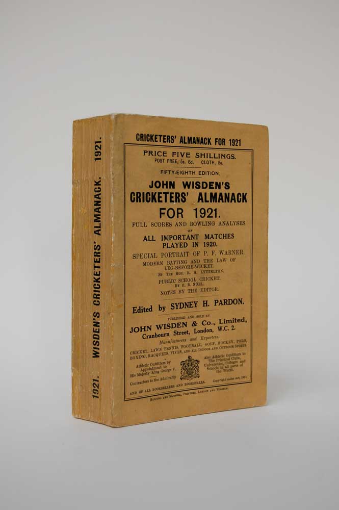 Wisden Cricketers? Almanack 1921. 58th edition. Original paper wrappers. Excellent professional