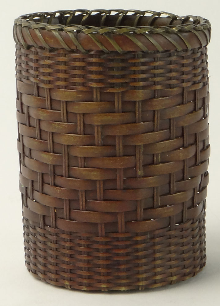 Japanese Meiji Woven Stained Bamboo Ikebana/Basket. Unsigned. Very Good Condition. Measures 3