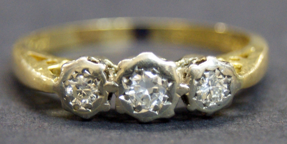 18ct three stone diamond ring