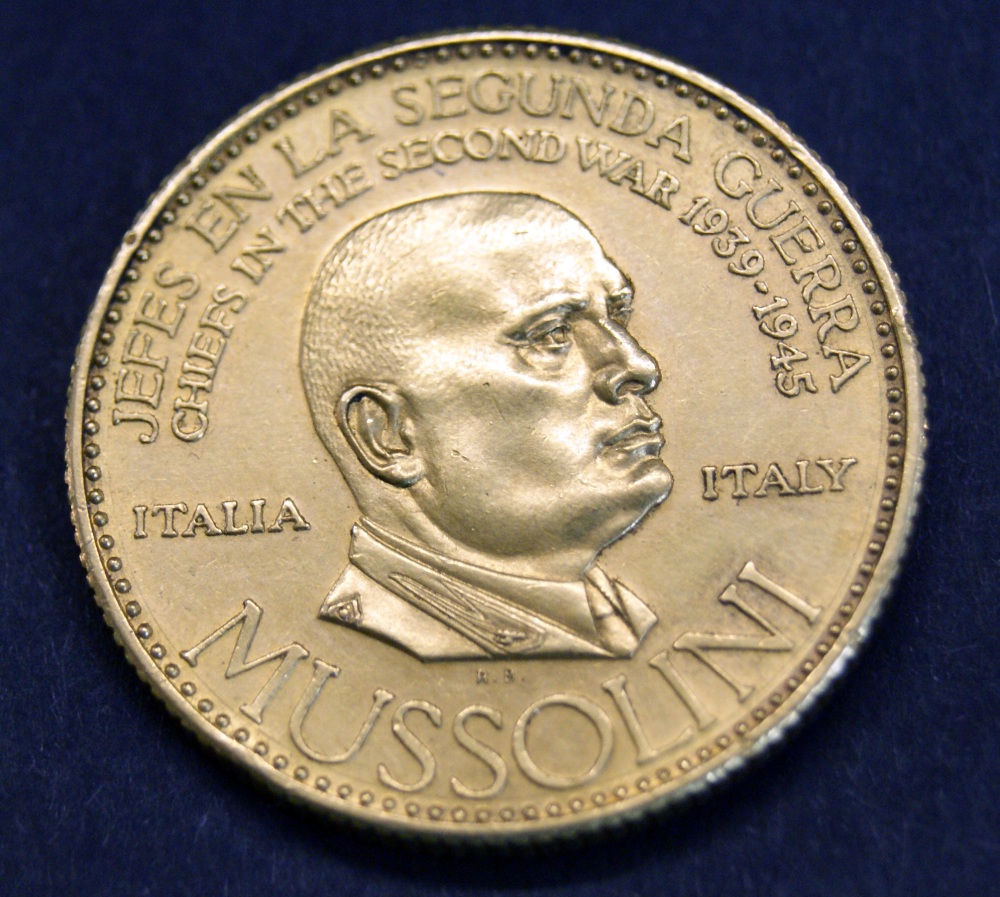 1957 fine gold medal, Chiefs in the Second World War, 1939-1945, this being the Mussolini coin.