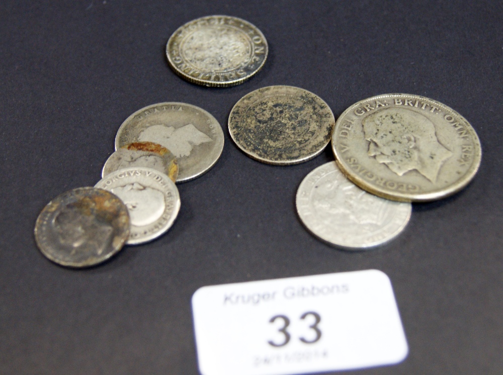 Selection of silver coins, eight in total approximately 41g