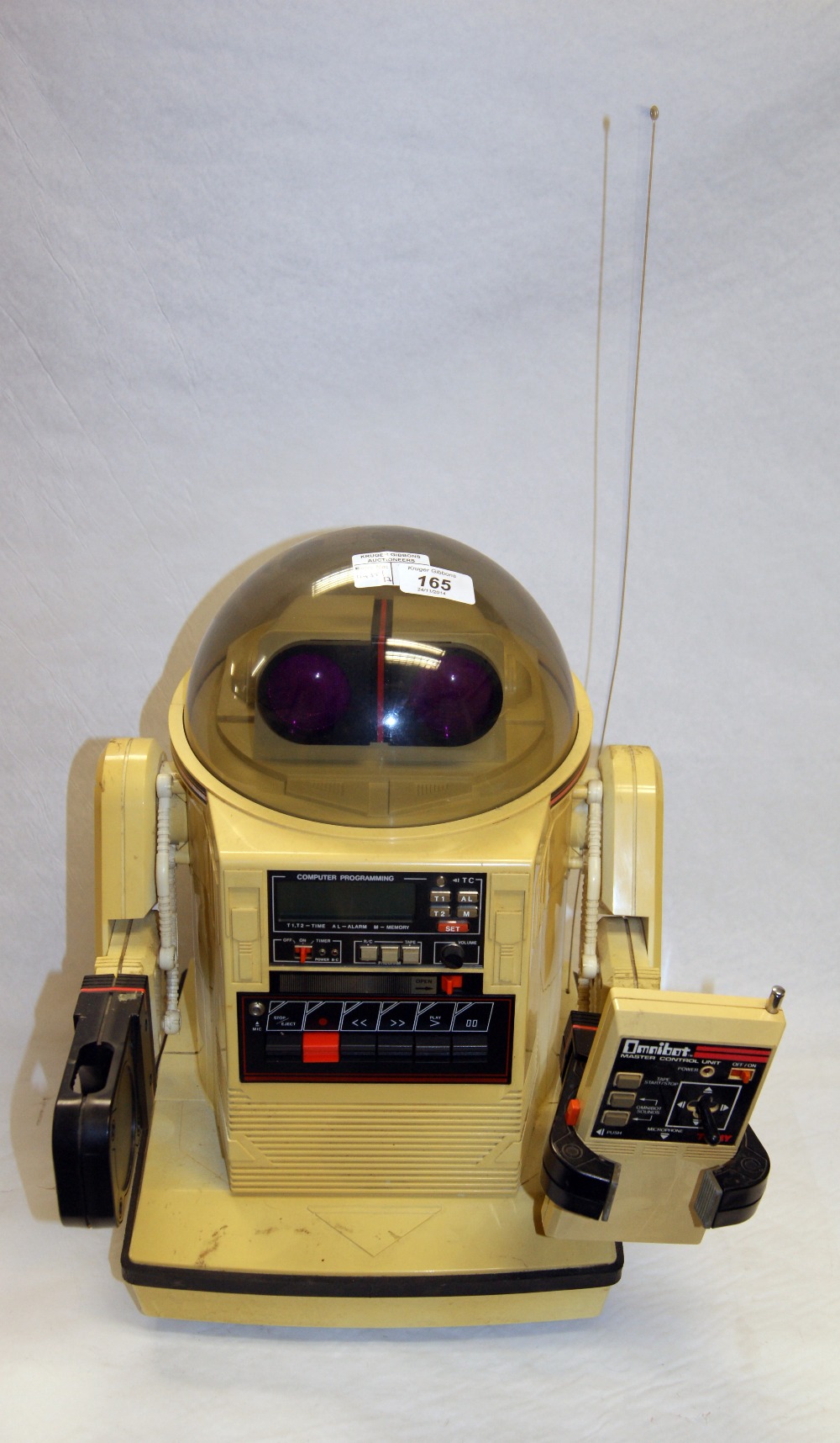 Vintage remote control robot by Tomy, model complete with tape player etc. and remote (not tested)