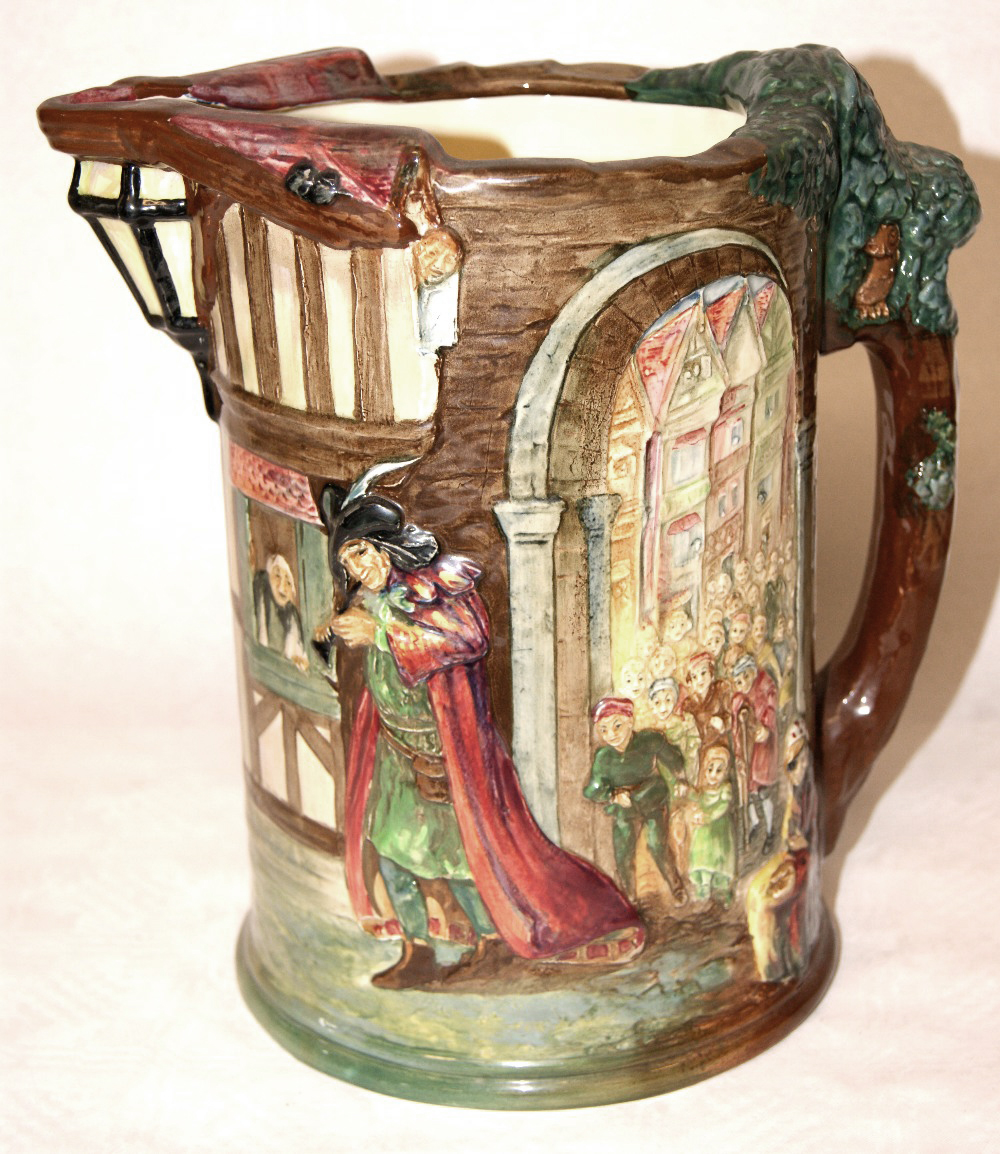 Charles Noke and Harry Fenton for Royal Doulton "The Pied Piper" large seriesware jug circa 1934.