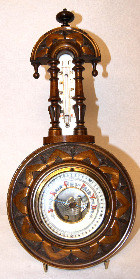 Early 20th Century mahogany cased aneroid barometer