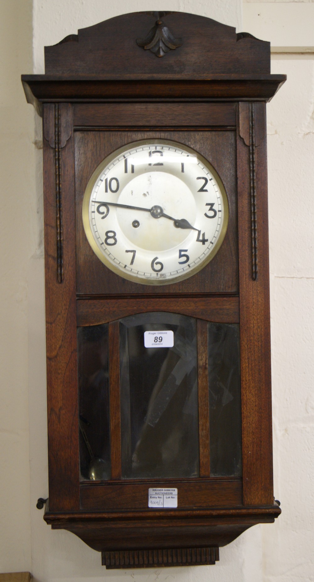 Oak cased 1920s wall clock