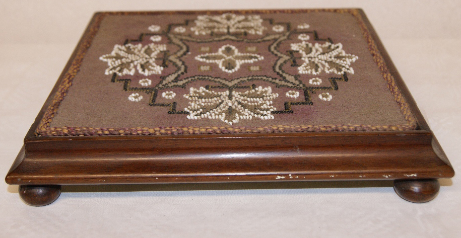 19th Century mahogany framed bead work stand