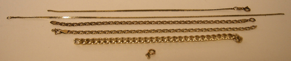 Selection of 9ct yellow gold and unmarked yellow metal link chains and bracelets (some a/f). Total