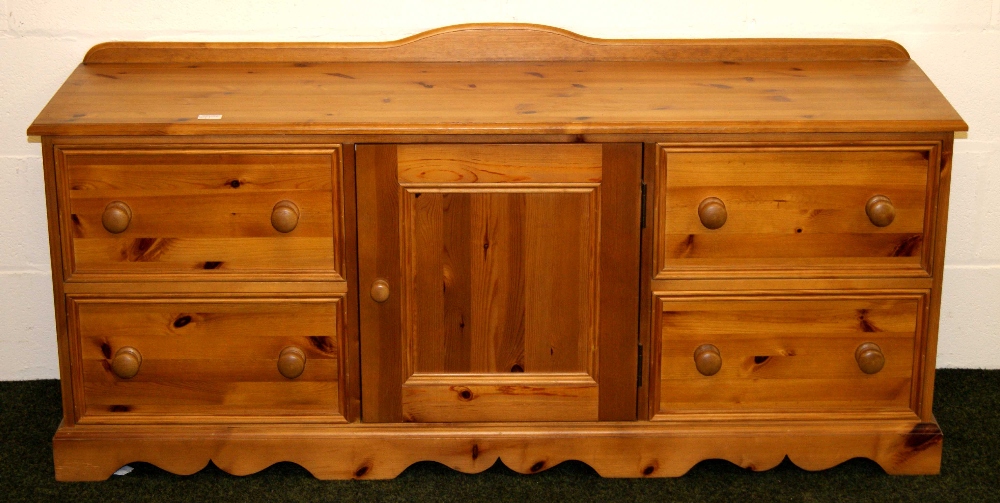 Pine sideboard / chest two drawers flanking a cupboard CONDITION REPORT; Measures approximately