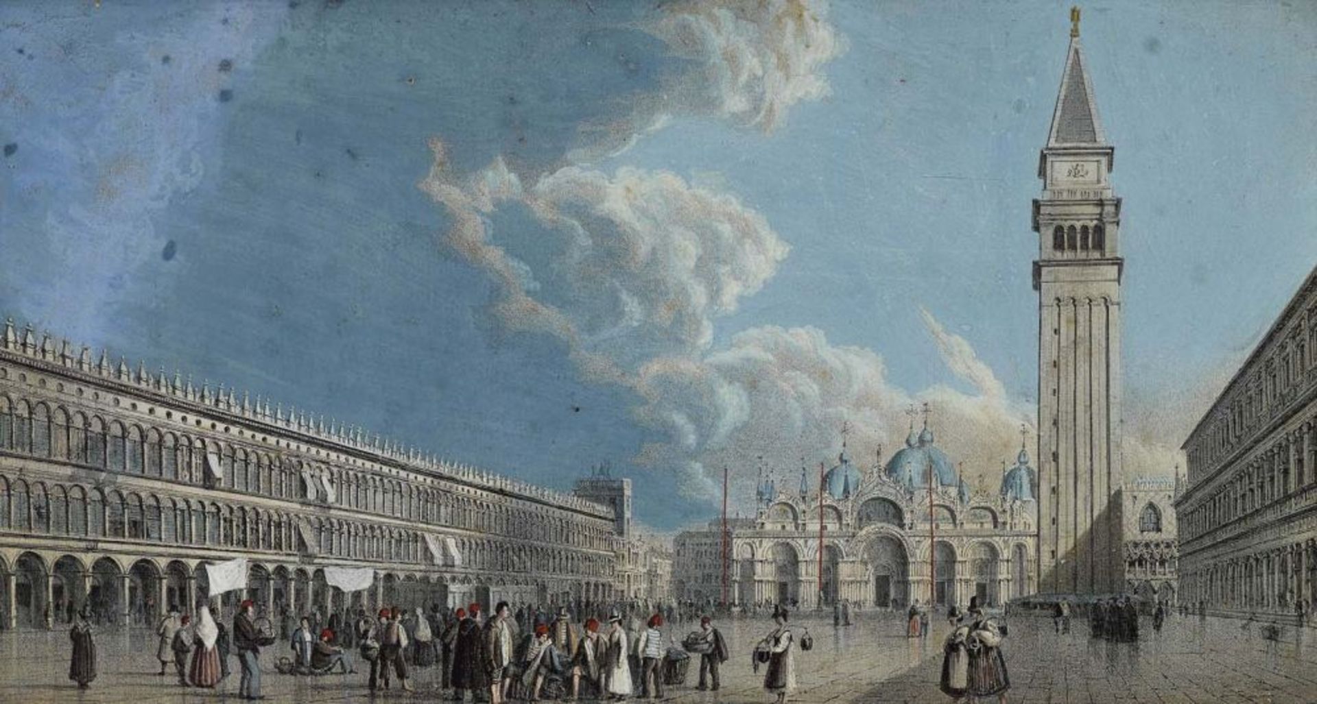 Italien 19. Jh.  Venezianische Ansichten: Markusplatz - Markusdom - Riva degli Schiavoni mit