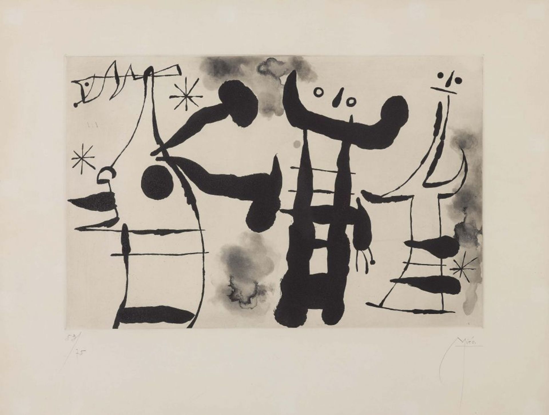 Miró, Joan 1893 Barcelona - 1983 Palma de Mallorca  Les Philosophes I. 1958   Aquatintaradierung auf
