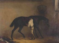 Heinrich Albert Brendel 1827 Berlin - 1895 Weimar - Das störrische Pferd - Öl/Lwd. 35,5 x 47 cm.