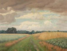 Robert Stratmann 1877 Hannover - 1950 Münster - Landschaft mit Getreidefeldern - Öl/Lwd. 90 x 113,