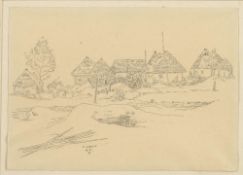 Heinrich Vogeler 1872 Bremen - 1942 Budjonny - Zwei Zeichnungen: Ansichten von Lissowo und Kolki -