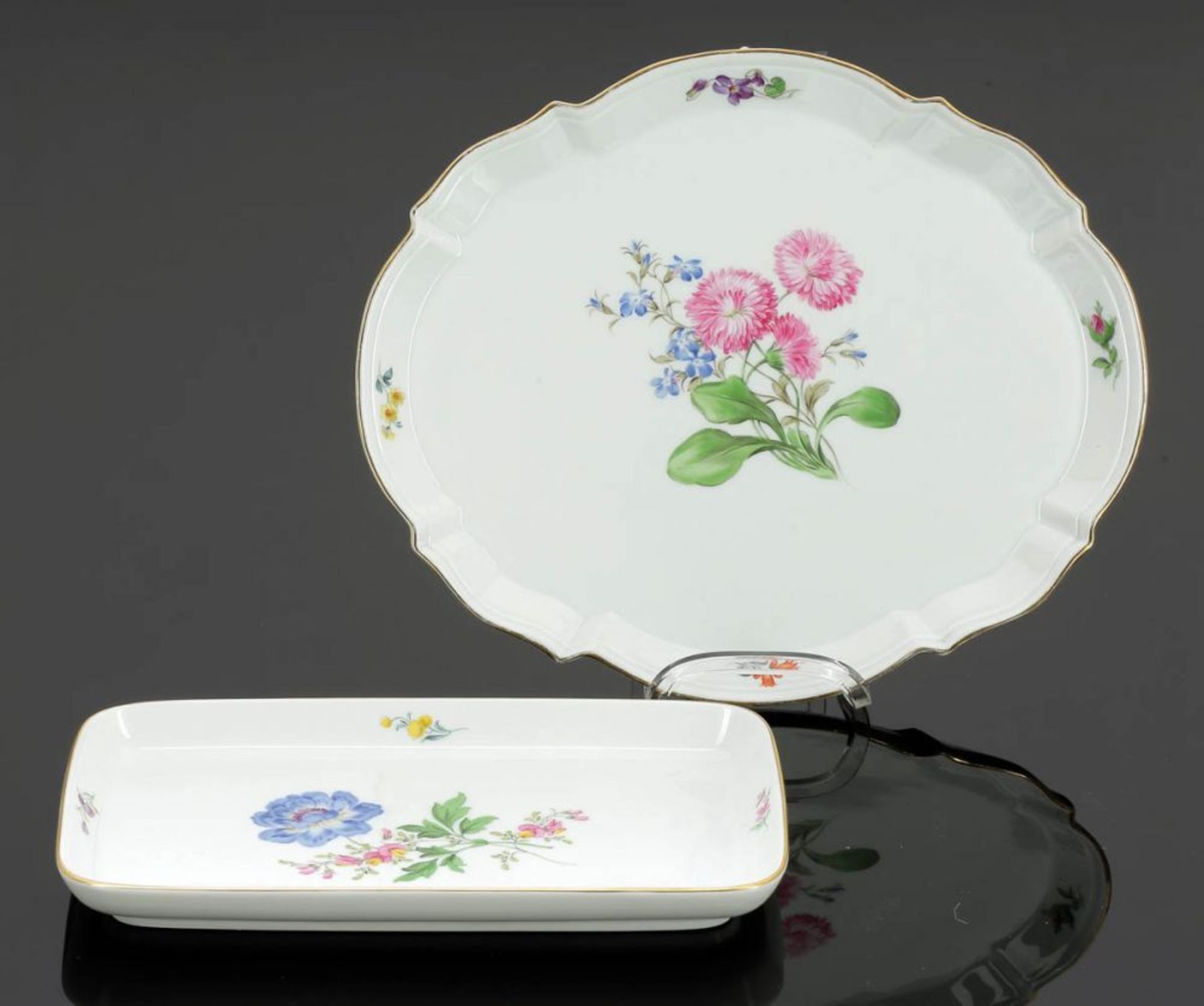 rechteckige Platte und passige Platte Staatliche Porzellan Manufaktur, Meissen um 1980 und 1924-