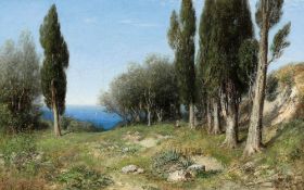 Friedrich Albert Schmidt 1846 Sundhausen, Elsass - 1916 Weimar - Italienische Landschaft - Öl/Lwd.