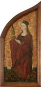 Flügel eines spätgotischen Altares Wohl um 1500. - Hl. Barbara - Öl/Holz auf Holz. 90 x 41 cm.