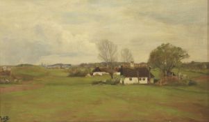 Hans Andersen Brendekilde 1857 Fünen/Dänemark - 1942 Jyllinge/Dänemark - Landschaft mit Häusern -