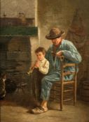 Pierre Louis Richard tätig zw. 1861 - 1880 - Der kleine Flötenspieler - Öl/Lwd. 32,5 x 25 cm.