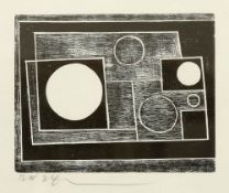 Ben Nicholson 1894 Denham - 1982 Hampstead - "Five Circles" - Holzschnitt/Papier. 16 x 20 cm, 34,8 x