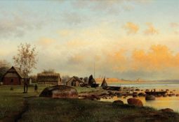 Künstler des 19. Jahrhunderts - Blick auf Riga - Öl/Lwd. 40 x 58 cm. Rahmen.    Aufrufpreis: 2.800