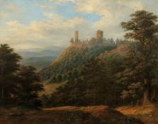 Friedrich Spangenberg Göttinger Künstler des 19. Jahrhunderts - Die Burg Plesse bei Göttingen - Öl/