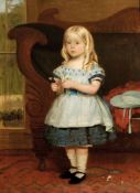 Alfred George Stevens 1817 - 1875 attr. - Mädchen im Biedermeierkleid - Öl/Lwd. 72 x 54 cm.
