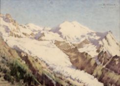 Charles Edmond Daux 1855 Reims - 1937 - Berglandschaften bei Chamonix - Öl/Holz (2). Je 23,5 x 33