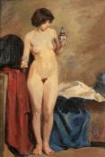 Künstler des frühen 20. Jahrhunderts - Stehender weiblicher Akt - Öl/Lwd. 67 x 48 cm. Undeutl. sign.