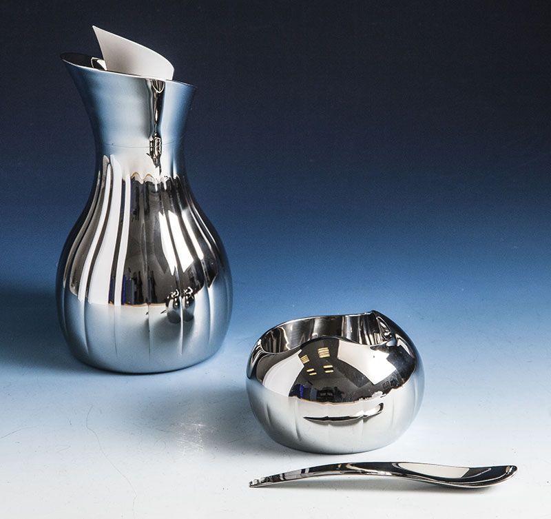 Georg Jensen: Zuckerdose u. 1 Milchkanne, Modell "Legacy", Design Philip Bro Ludvigsen, dän.