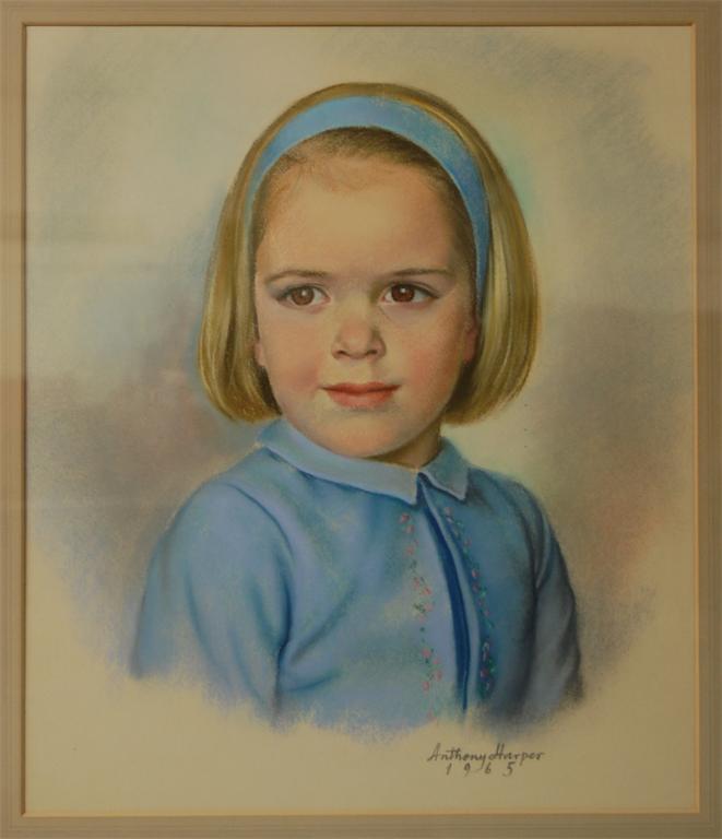 Anthony Harper - Portrait of Miss Sara Brudenell-Bruce aged 5, pastel, signed and dated lower