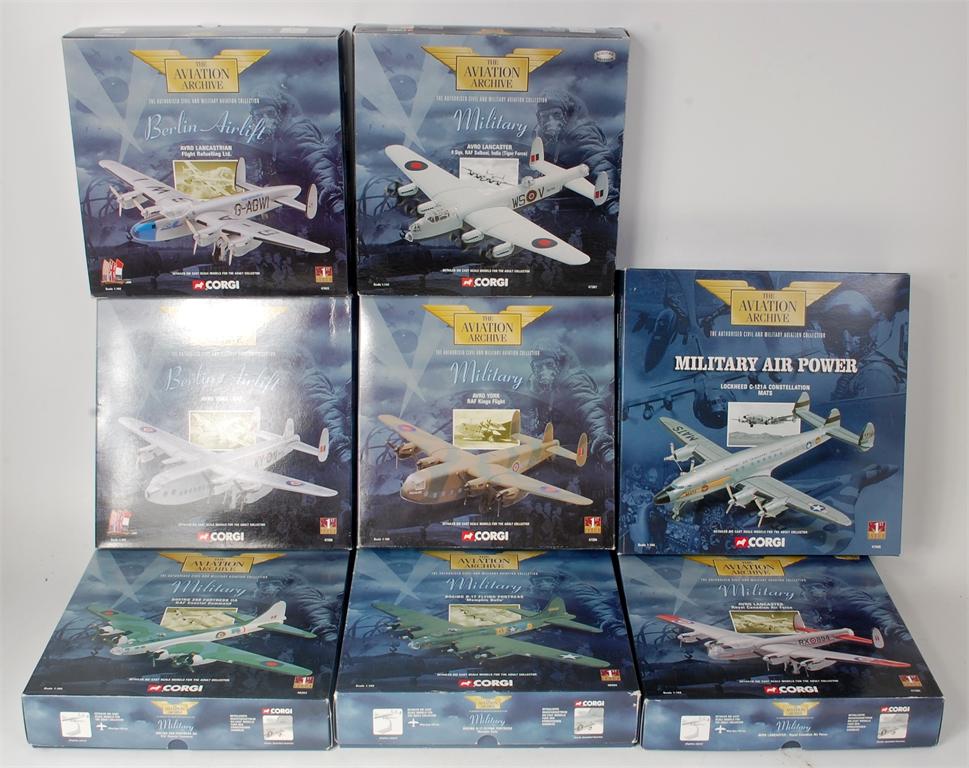 Corgi Aviation Archive, 1/144 scale mixed aircraft group, all models have been displayed but