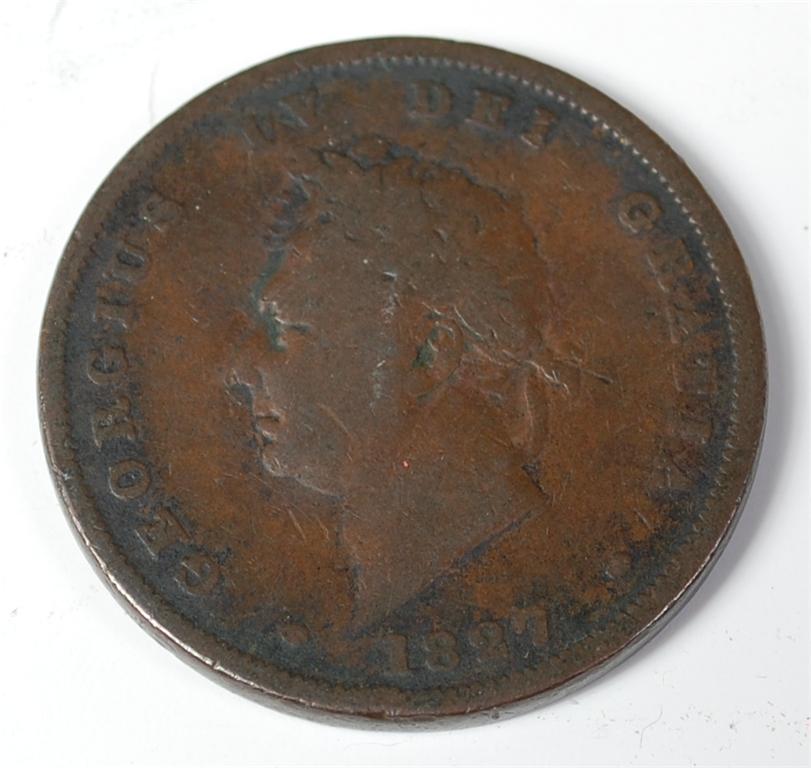 Great Britain, 1827 penny, George IV above date, rev. seated Britannia (gF) (1)